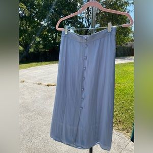 LC Lauren Conrad Light Blue Silk Skirt with Buttons on the front